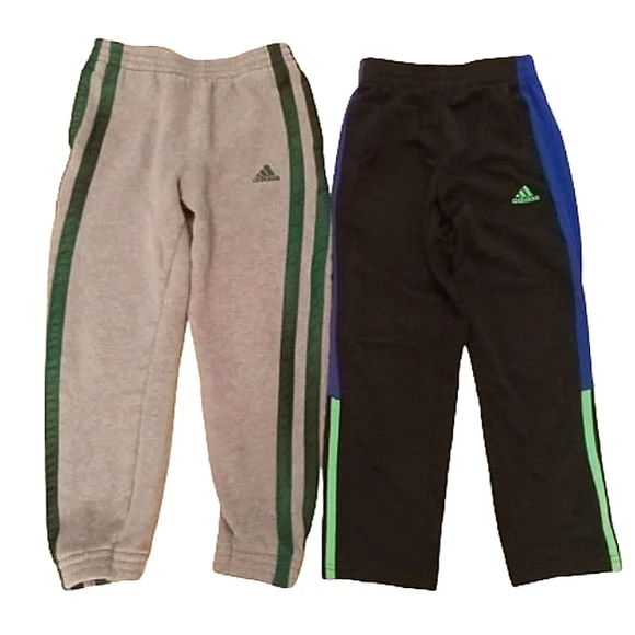 Adidas boys joggers sweatpants atathletic pants bundle size 7 black gray blue - Picture 1 of 11